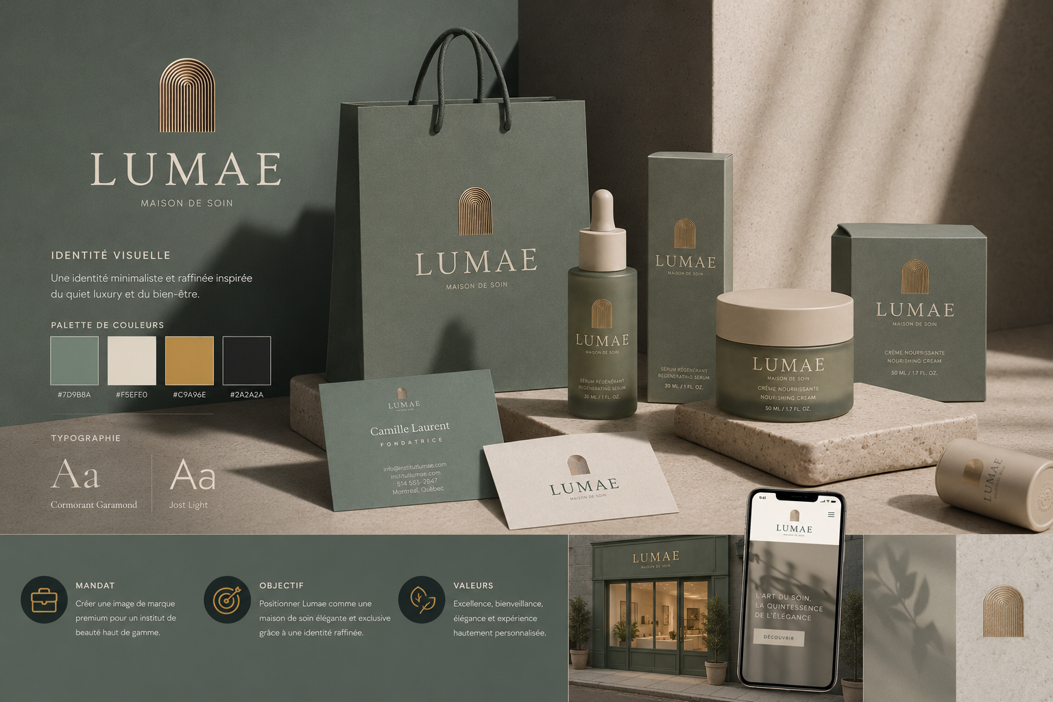 Institut Lumae — Branding premium identité visuelle packaging institut beauté Montréal — Avra Muriel Adekambi