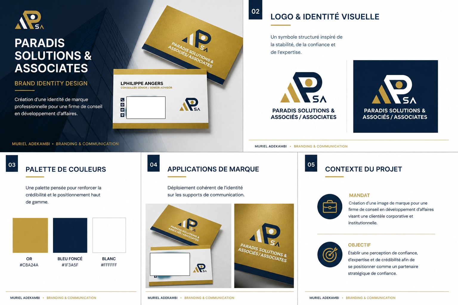 Paradis Solutions & Associates — Brand Identity Design — Branding cabinet conseil développement affaires Montréal — Avra Muriel Adekambi